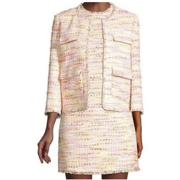 Kate Spade New York Multi Tweed Jacket Open Front Blazer Size 8 Pockets Spring - Picture 2 of 14